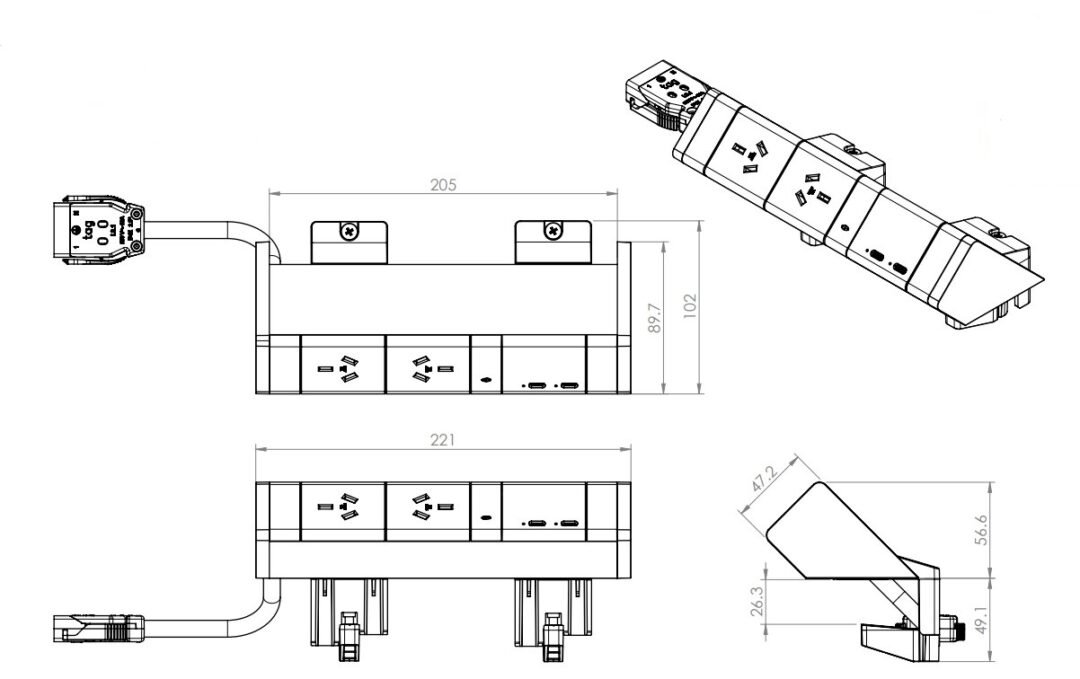 XYNERGY AboveDeskRail-Drawing