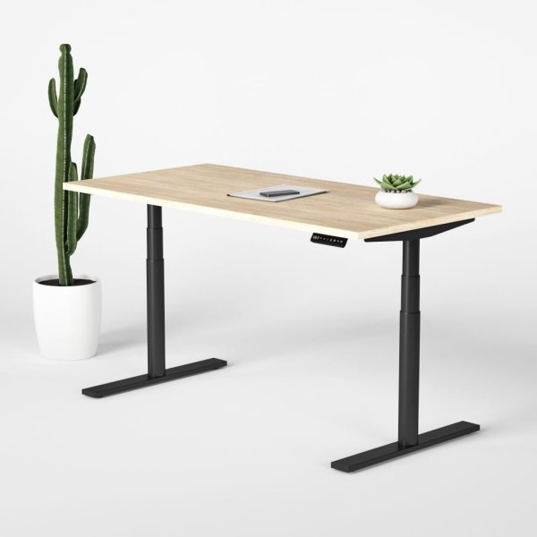 The Jive Laminate Sit Stand Electric Standing Desk was designed by Elevate Ergonomics to help relieve neck & back pain. Award winning design, world class stability and use of sustainable materials