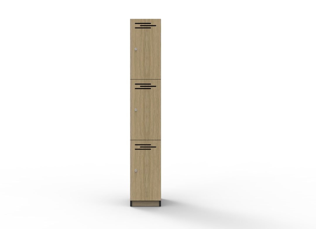 3 Door Melamine Locker - Natural Oak