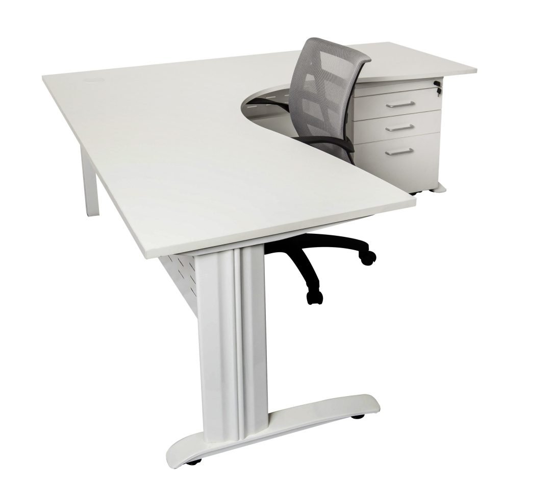 Essentials White Corner Workstation Desk
