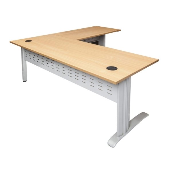 Span Beech Corner Workstation Desk and Return (2 Piece Tabletop)