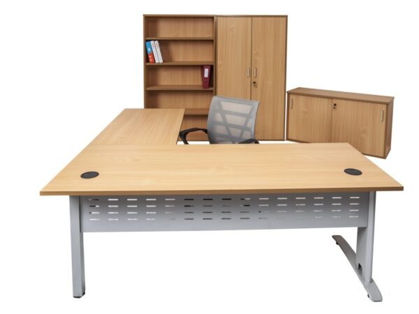 Span Beech Corner Workstation Desk and Return (2 Piece Tabletop)