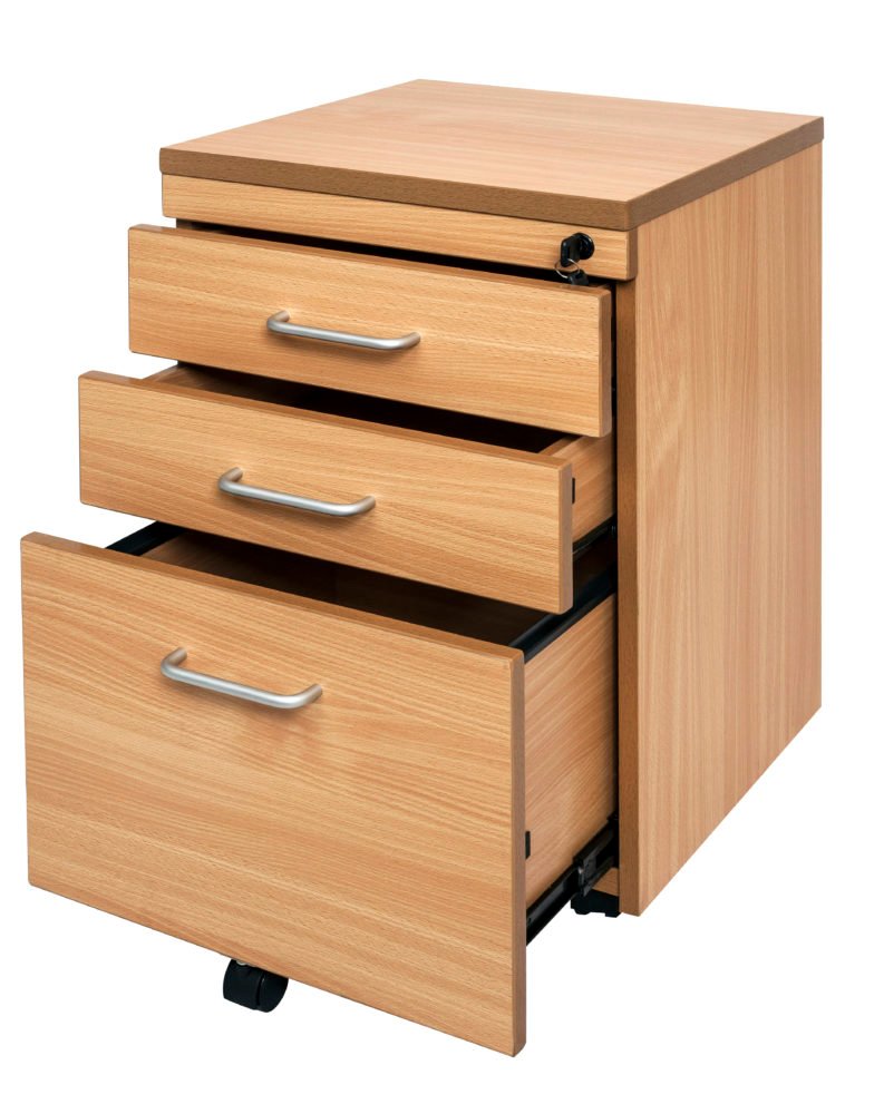 essentials mobile pedestal melamine beech