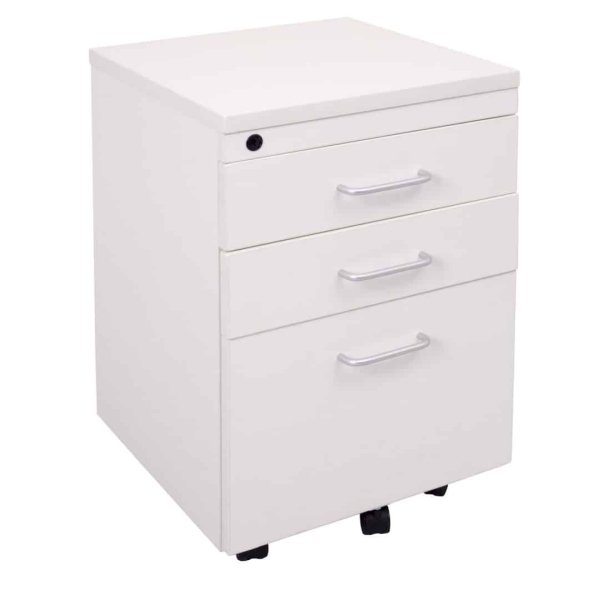essentials mobile pedestal melamine white