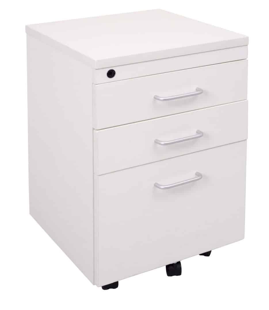 essentials mobile pedestal melamine white