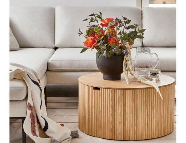 Ridge Wooden Round Coffee Table